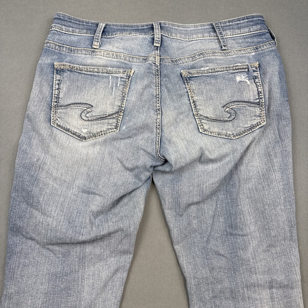 Silver sam Straight Jeans Men's TAG 32x27 Blue tretch Distressed whiskering